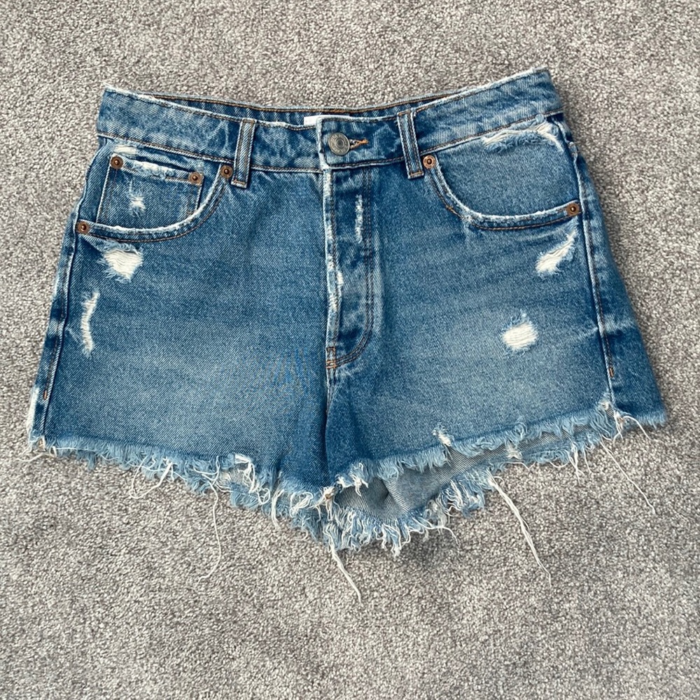 Zara Distressed Denim Shorts